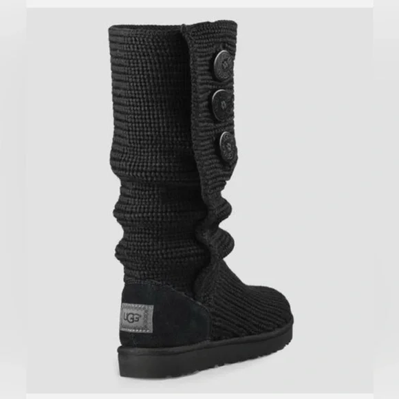 UGG Australia Black Classic Cardy Knit Boots - Size 9 - Picture 2 of 9